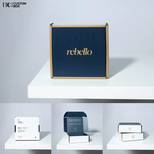 กล่องลูกฟูกพิมพ์โลโก้ แบรนด์ rebello