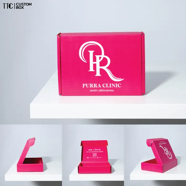 กล่องลูกฟูกพิมพ์โลโก้ แบรนด์ Purra Clinic