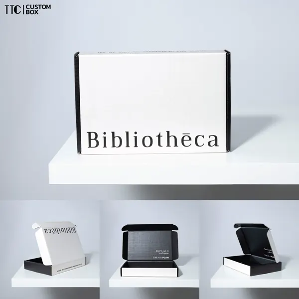 กล่องลูกฟูกพิมพ์โลโก้ แบรนด์ Bibliotheca