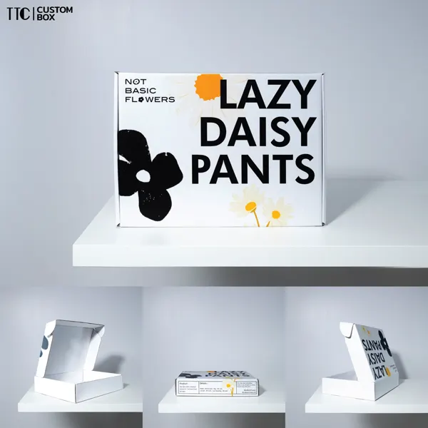 กล่องลูกฟูกพิมพ์โลโก้ แบรนด์ Lazy Daisy Pants