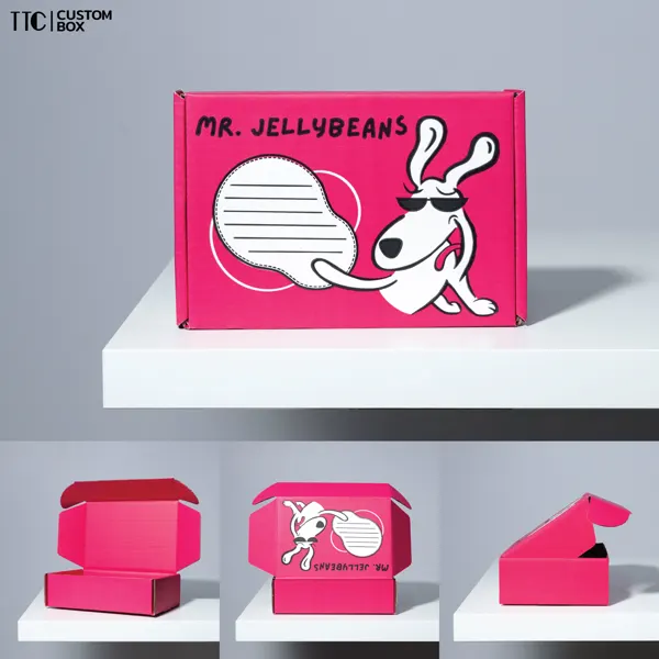 กล่องหูช้างพิมพ์ลายสีชมพู แบรนด์ MR.JELLYBEANS