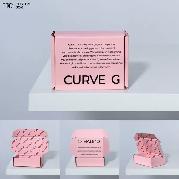 กล่องหูช้างพิมพ์โลโก้ สีชมพู แบรนด์ CURVE G