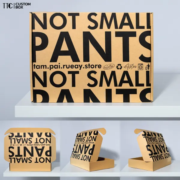 กล่องลูกฟูกพิมพ์โลโก้ แบรนด์ Not Small Pants