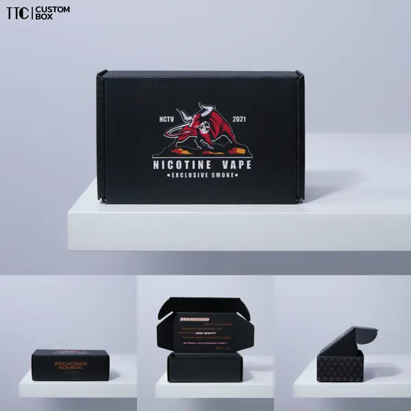กล่องลูกฟูกพิมพ์โลโก้ แบรนด์ Nicotine Vape