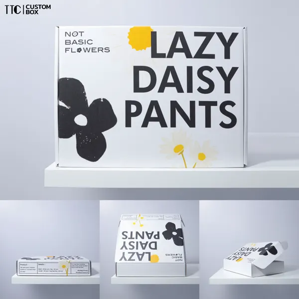 กล่องลูกฟูกพิมพ์โลโก้ แบรนด์ Lazy Daisy Pants
