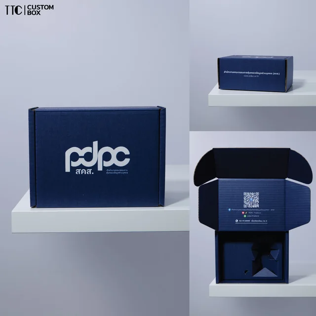 กล่องหูช้างพิมพ์พื้นสีกรมท่า ขนาด C งาน PDPC สคส.