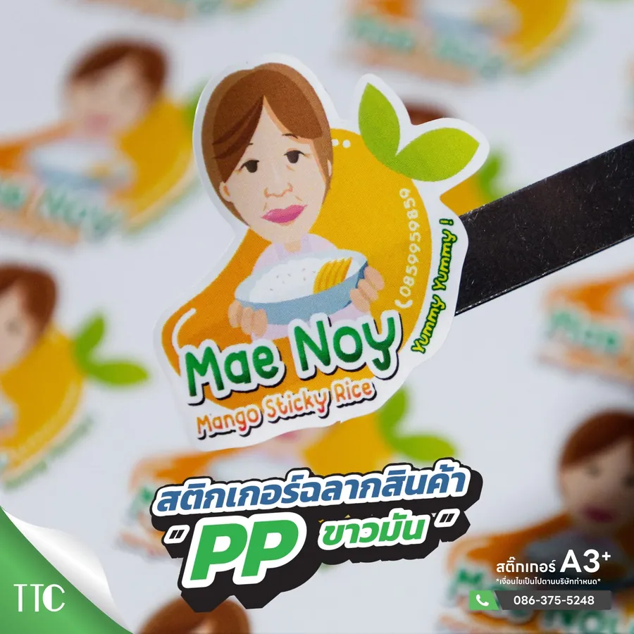 สติ๊กเกอร์ไดคัทตามแบบ Mae Noy PP ขาวมัน
